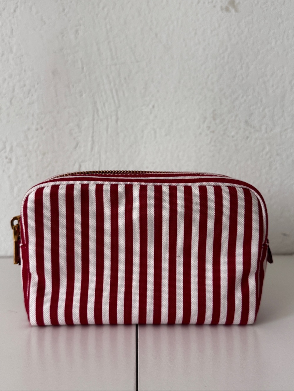 Prada Red and White Striped Canvas Cosmetic Pouch - Picture 11 of 11